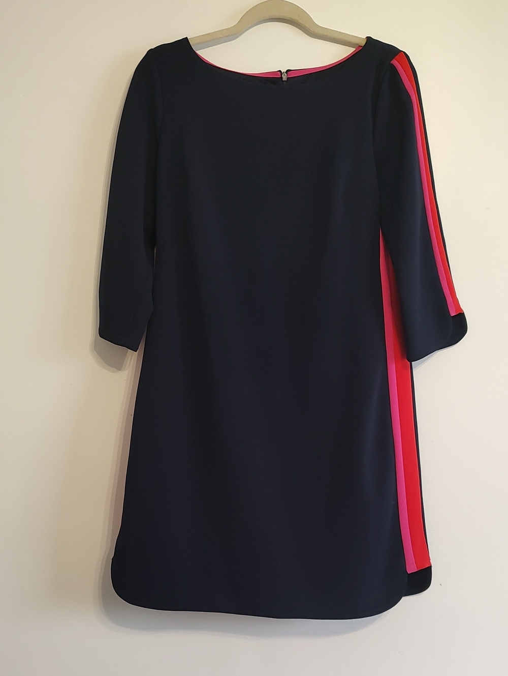 Vince Camuto Navy Dress with Pink and Red Side Stripes